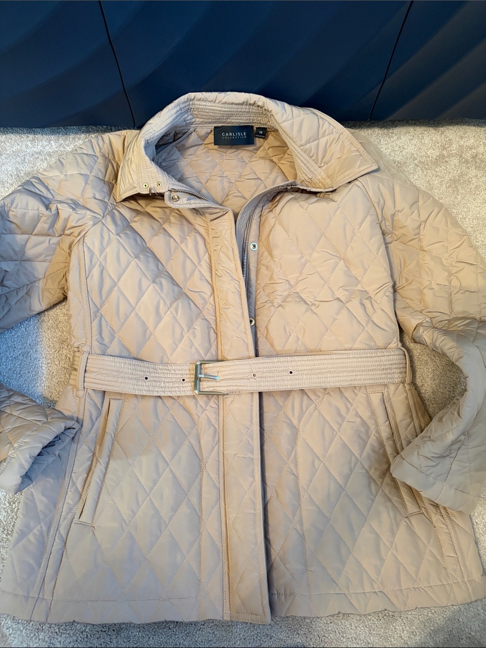 Carlisle Quilted Belted Puffer Jacket - Light Beige New without tag Size14